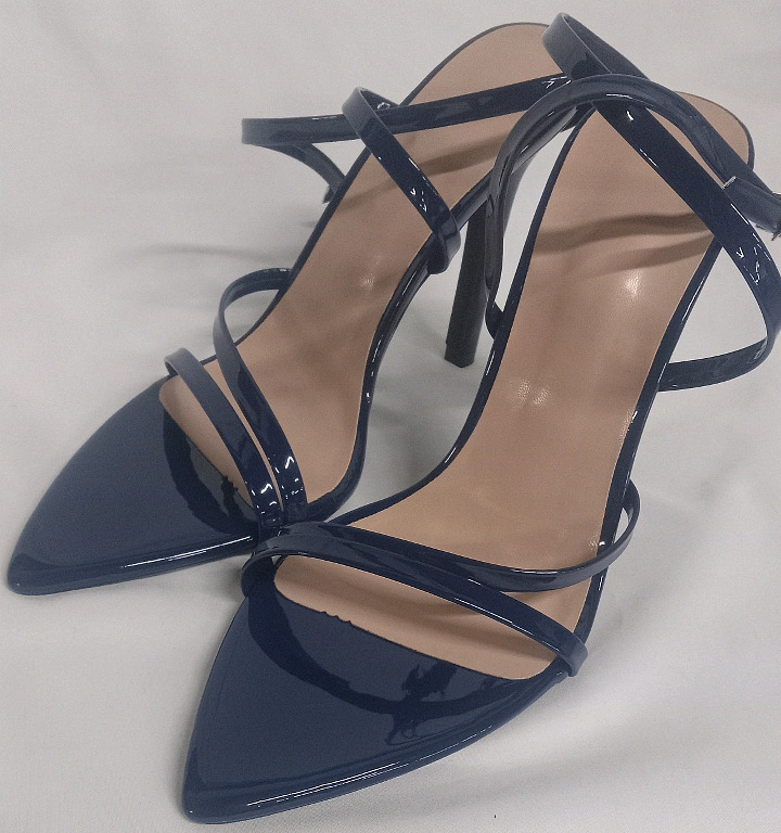 New | Women's Size 4 | Navy Blue Strapped Pointed Heels | Heel Measures 5"