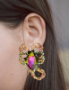 Scorpion Shiny Colourful Watermelon Stud Earrings Rhinestone Inlaid Approximately 1.85 x 1.8 Inch - 2