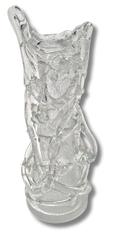 Really Neat Large Hand Blown Art Glass Vase with Organically Trailing Wrapped Glass - 14.6" Tall