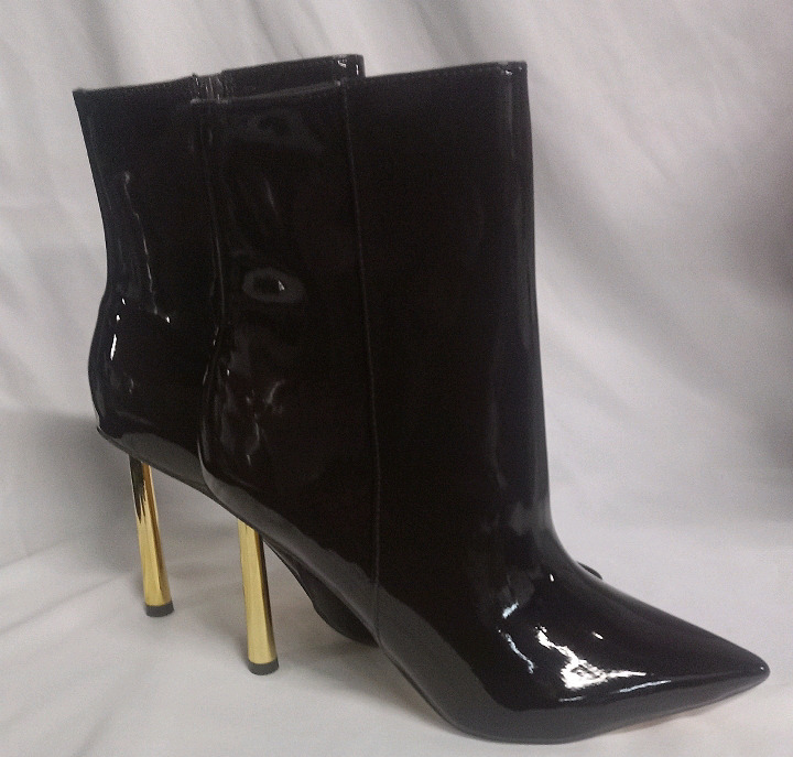 New | Women's Size 11 | Faux Leather Pointed Heel Boots w/ Gold Heel