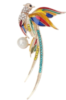 Elegant Phoenix Brooch Rhinestone Embellished <br/>Approximately 2.5 x 1.2 Inch
