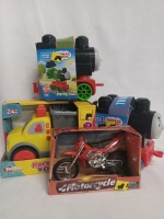 4 New | Kid's Toy Lot | Includes 2 Trains, 1 Motercycle & 1 Truck