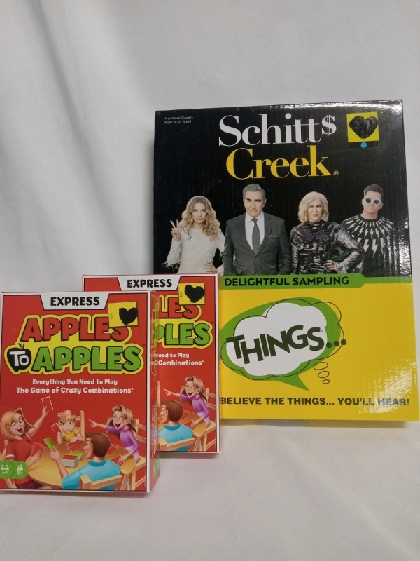 3 New | Board Game Lot | Apples to Apples Express & Schitts Creek Things