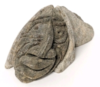 Vintage 1985 Signed SW 6 Nations Reserve Indigenous Native Carved Soapstone 2-Face Sculpture - 3.75" Long x 1.6" Wide x 2" Tall