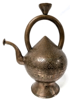 Vintage Persian Engraved Solid Copper Ewer / Wine Server - 11.5" Tall