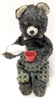 Vintage Japan Wind Up Mechanical Milk-Drinking Bear Toy - 9" Tall - Works!