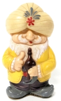 Vintage ALPS Japan Wind-Up Shaking Old Man with Raising/Lowering Turban Toy - 5" Tall - Works!