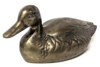 Vintage Life-Sized Solid Brass Duck Figure Paperweight - 12" x 4.25" x 4.75" Tall