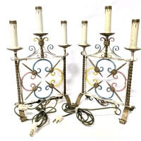2 Vintage Electric Candle-Style Stands 9" x 5.5" x 16" Tall ea - Untested, Needs Rewiring