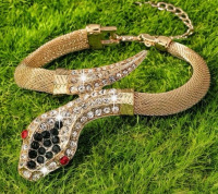 Rhinestone Snake Elegant Encrusted Mesh Snake Bracelet Approximately 8 Inch