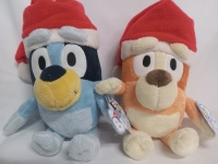 2 New | 9" Bluey Plushes w/ Christmas Hats