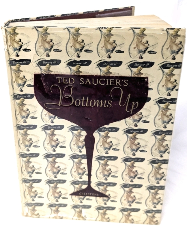 [Adult Collectors Only] Vintage 1950s Ted Saucier's BOTTOMS UP Hardcover Cocktail Recipe Book with Risqu&eacute; Illustrations - 5th Printing