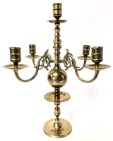 Vintage Dutch Brass 4-Arm Candelabra - 17.25" Tall