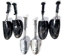 3 Pairs Vintage Metal Shoe Trees / Shoe Stretchers - 2 Black Enamel Trees Marked Size Large EU Size 44-45
