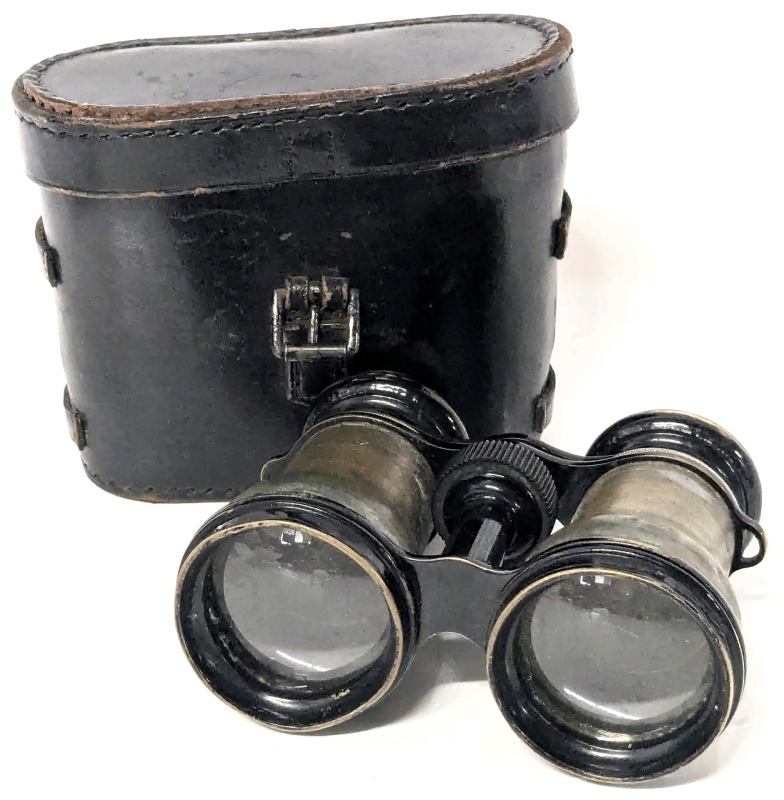 Nifty Vintage PRIMA GLASER Opera Glasses with Copper Body & Leather Case - Case Measures