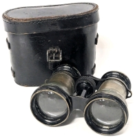 Nifty Vintage PRIMA GLASER Opera Glasses with Copper Body & Leather Case - Case Measures