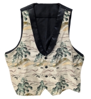 Gorgeous Men's Handmade Suit Vest Made of Japanese OBI Fabric with Cranes - No Sizing Listed