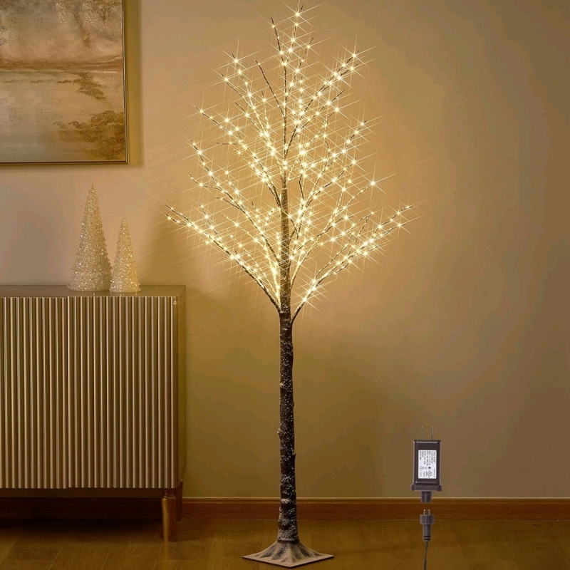 New Lighted Snow-Flocked Deciduous Tree with Fairy Lights 6FT 330 LED for Indoor Outdoor Use - Retails Over $200!
