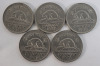 1937 - 1952 Canadian King George VI 5 Cent Nickels , Complete Set . Consecutive Years , Including 42' Tombac , 47* & 51' Commemorative - 2