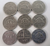 1937 - 1952 Canadian King George VI 5 Cent Nickels , Complete Set . Consecutive Years , Including 42' Tombac , 47* & 51' Commemorative - 4