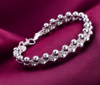 Elegant 925 Sterling Silver Bracelet Woven Bead Approximately 7.75 Inch