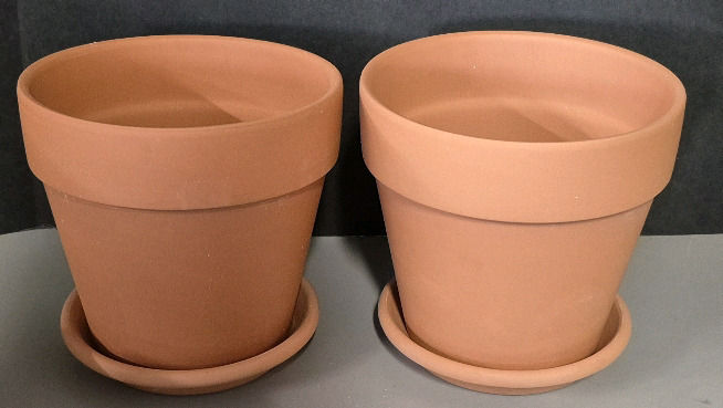 2 New Terracotta Ceramic Planters - 7.5" Tall & Diameter with Drainage Holes
