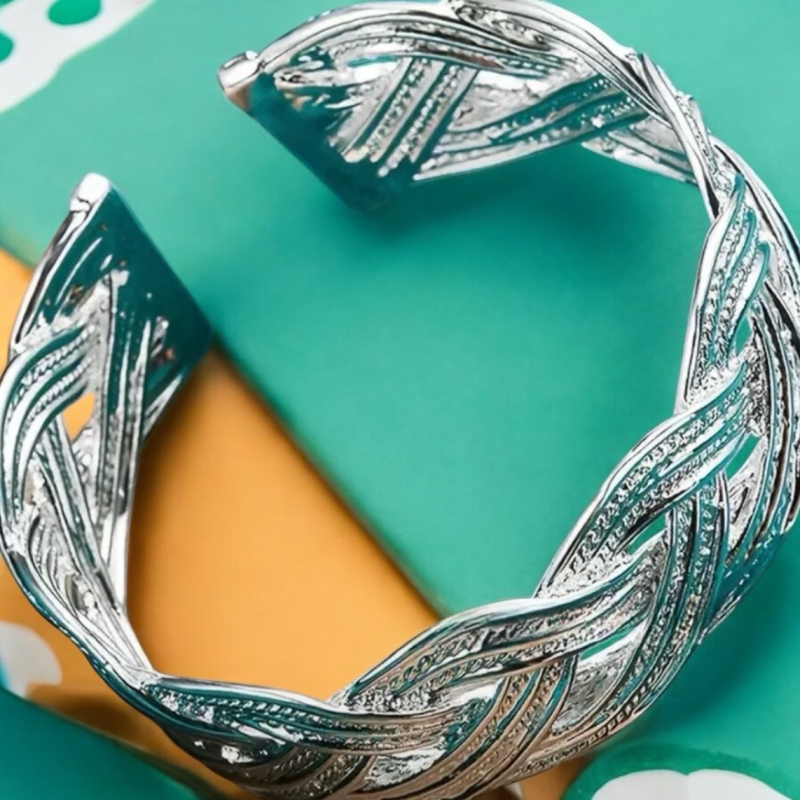 S925 Sterling Silver Weave Opening Adjustable Bracelet