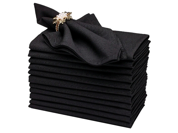 New | Gala Houseware 12 Pcs Spun Polyester Napkins | Colour: Black