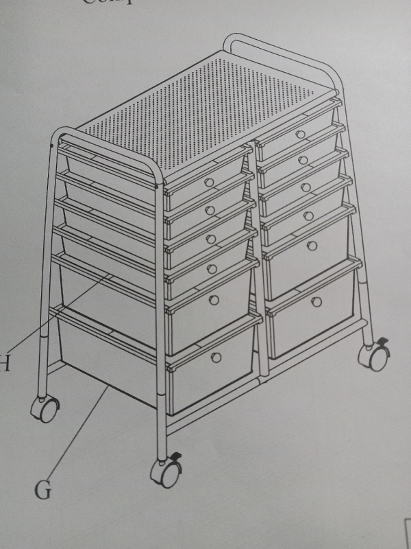 New | Simple Houseware Rolling Storage Cart & Organizer w/ 12 Plastic Drawers