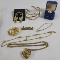 Signed AVON Assorted Jewelry . Earings , Bracelets , Brooches & Necklaces . Eight (8) Pcs. All Signed AVON
