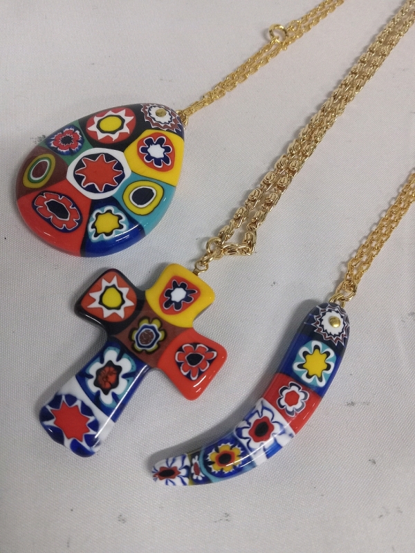 3 Vintage Murano Milforie pendants from the 1960's, new old stock