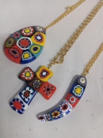 3 Vintage Murano Milforie pendants from the 1960's, new old stock