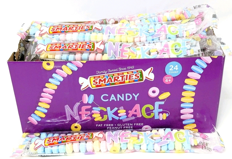 24 New SMARTIES Candy Necklaces - 21g ea | Fat Free, Peanut Free & Gluten Free! | BB 05/2026