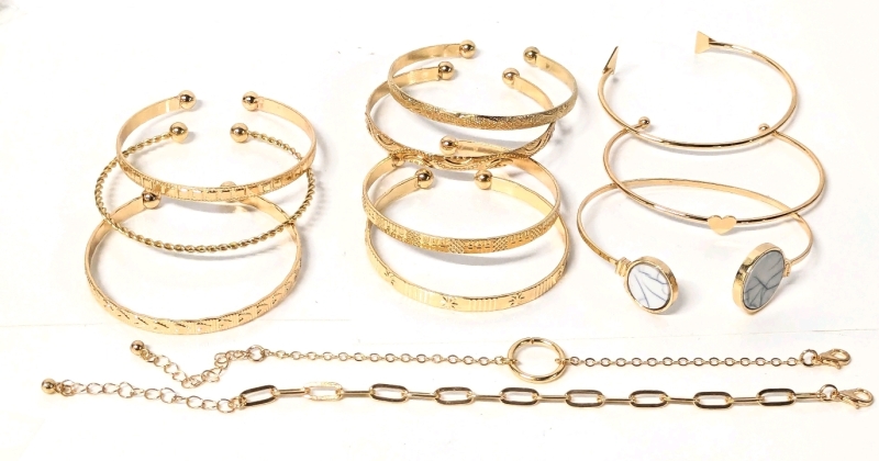 12 New Bracelets : 10 Open-Cuff & 2 Chain Bracelets | Chains 8.5" Long