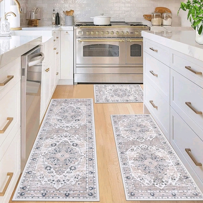New 3 piece lleading Boho kitchen rug set
