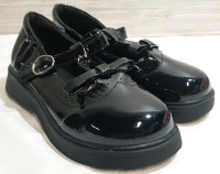 New Pair of Fashion Shoes Kids Black Leather Bow Buckle Shoes, Kids Size 1.5