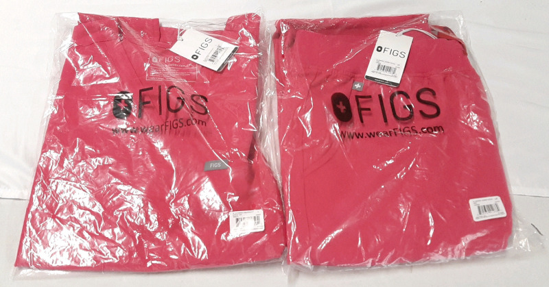 2 New Figs Pink Hospital Scrubs Top and Bottoms Large Size