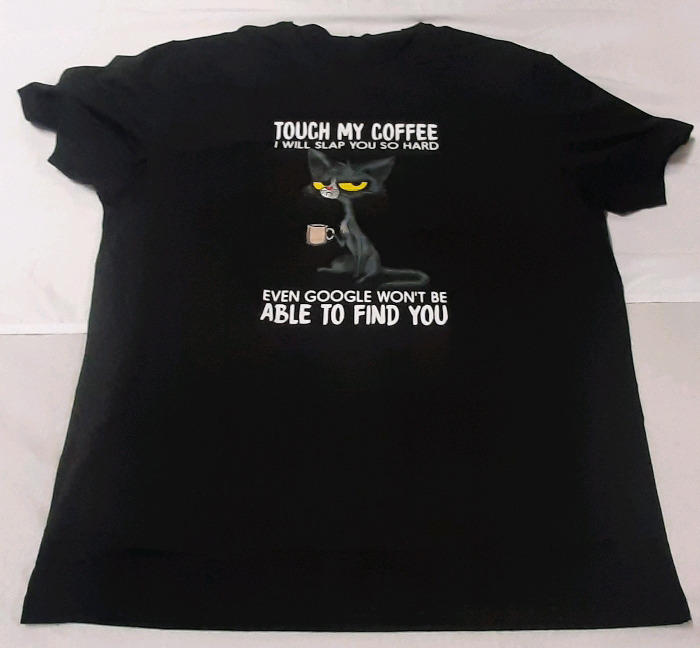 New Black Cat Coffee T-Shirt, Size XL