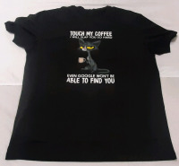 New Black Cat Coffee T-Shirt, Size XL