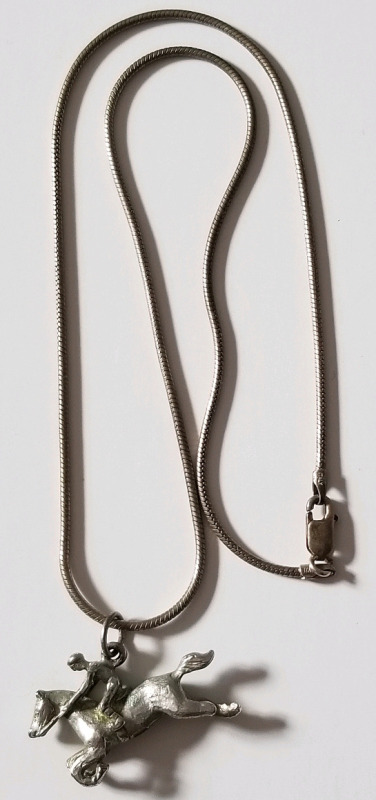 Sterling Race Horse with Jockey necklace