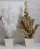 4 New Holiday Style Mini Potted Christmas Trees . Measures 19" Tall Each - 3