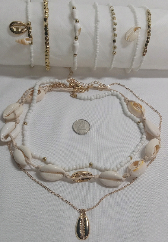 New | Women's Shell Themed Jewelry Lot | Comes w/ 6 Bracelets & 3 Necklaces
