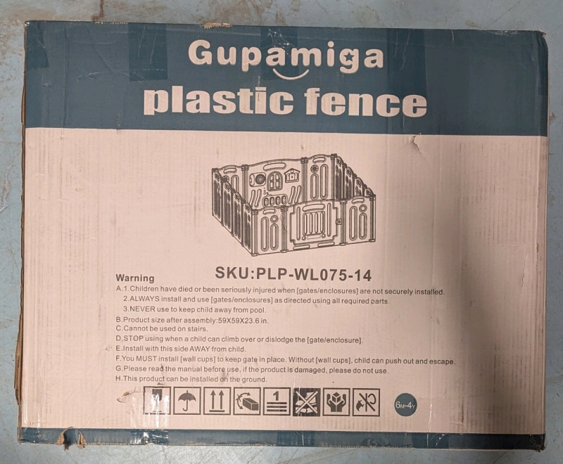 New: Gupamiga Plastic Fence For Toddlers - 150x150x60cm