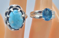 Two (2) Sterling Silver Rings w/Stone Settings . Size 5.5 & 6.5