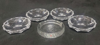 Four (4) MCM Josephinenh&uuml;tte German Lead Crystal Candy Dishes & Iittala Finland Crystal Wine Bottle Holder
