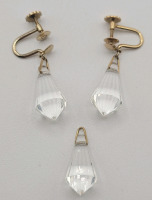 Crystal Earing Set & Crystal Pendant w/10k Gold Settings .