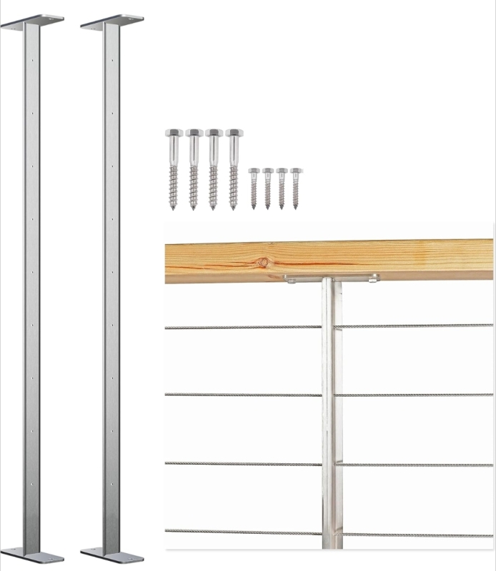 New: Mayset Stainless Steel Pre-Drilled Post/Studdle Pickets For 1/8" Deck Cable Railing - 40-1/2" Tall