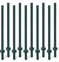 10 New: Sturdy Duty Metal Fence U-Posts - Green - 3 Feet Tall - Retails For 128$