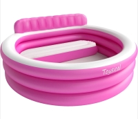 As New: Toysical Inflatable Round Frame Pool - 2.24m x 2.16m x 76.2cm - Box Has Something Spilled on it But Pool Appears Ok