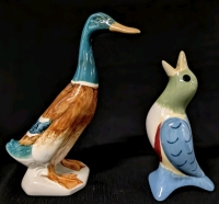 Vintage Beswick England Mallard Gander Duck Figure 756-2 (5.5") & Pfaltzgraff Pie Bird (5.15")